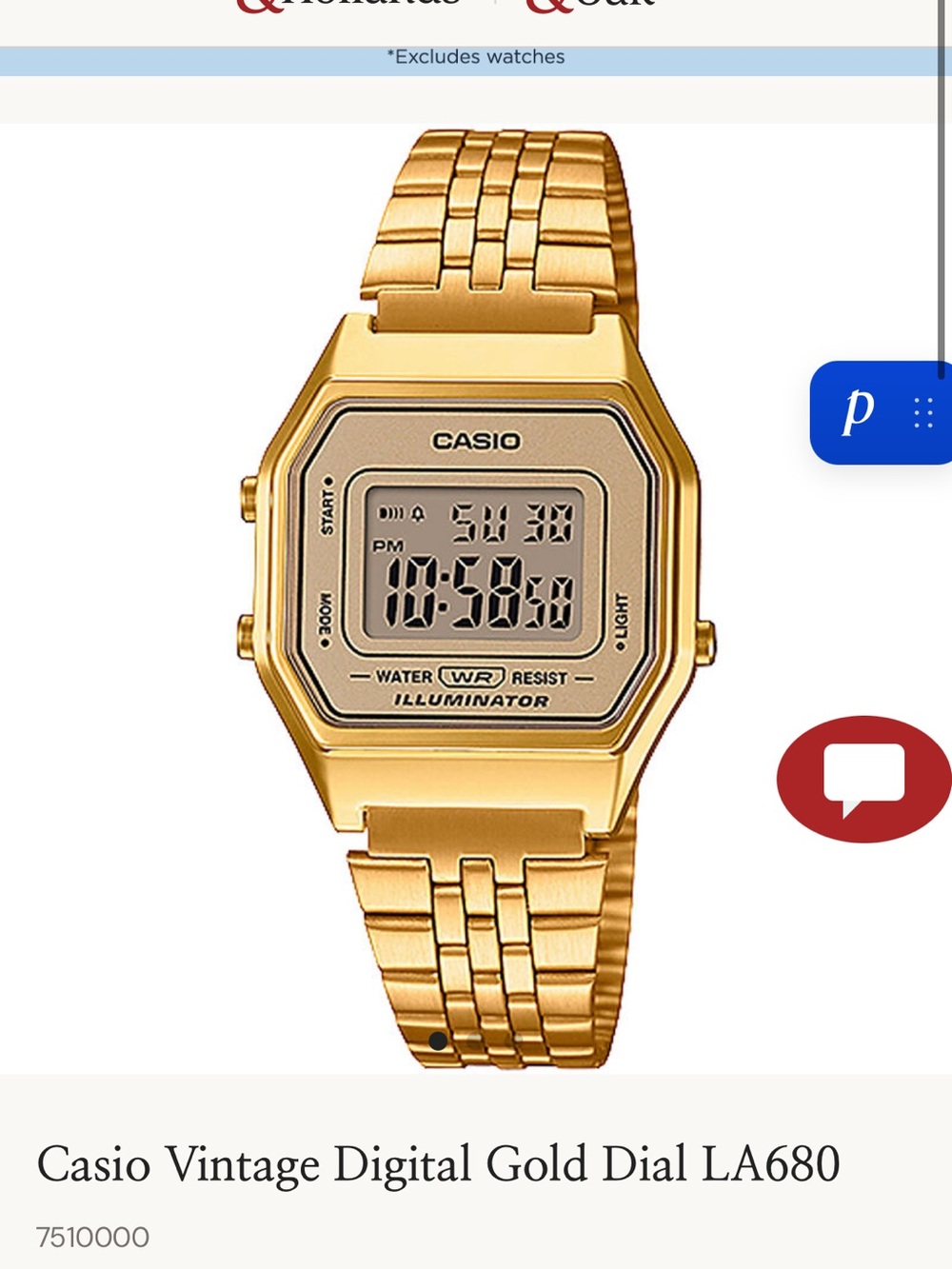 Casio Vintage Digital Gold Dial LA680